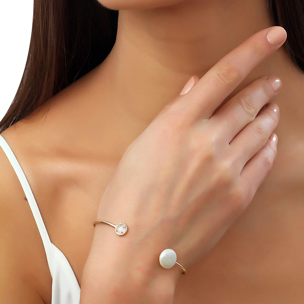 Coin Pearl and Moonstone Mist Cuff