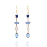 Cerulean 4 Stone Pave Bar Earrings