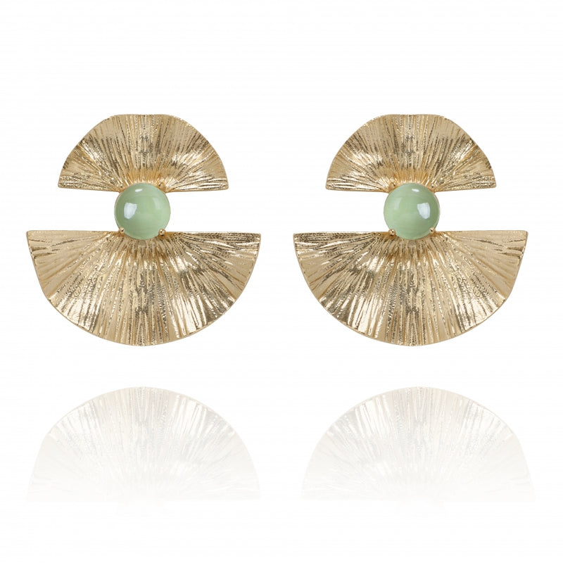 Green Fan Earrings