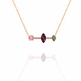 Rouge 3 Stone Pave Bar Necklace
