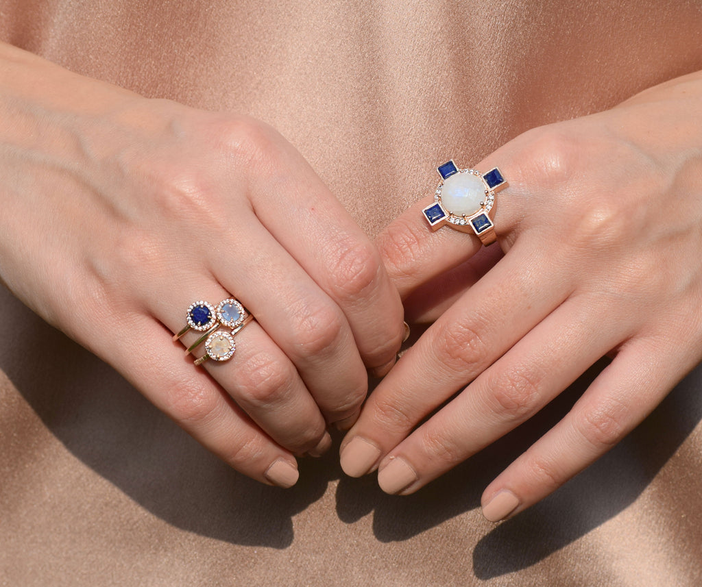 Cerulean Pave Stack Rings