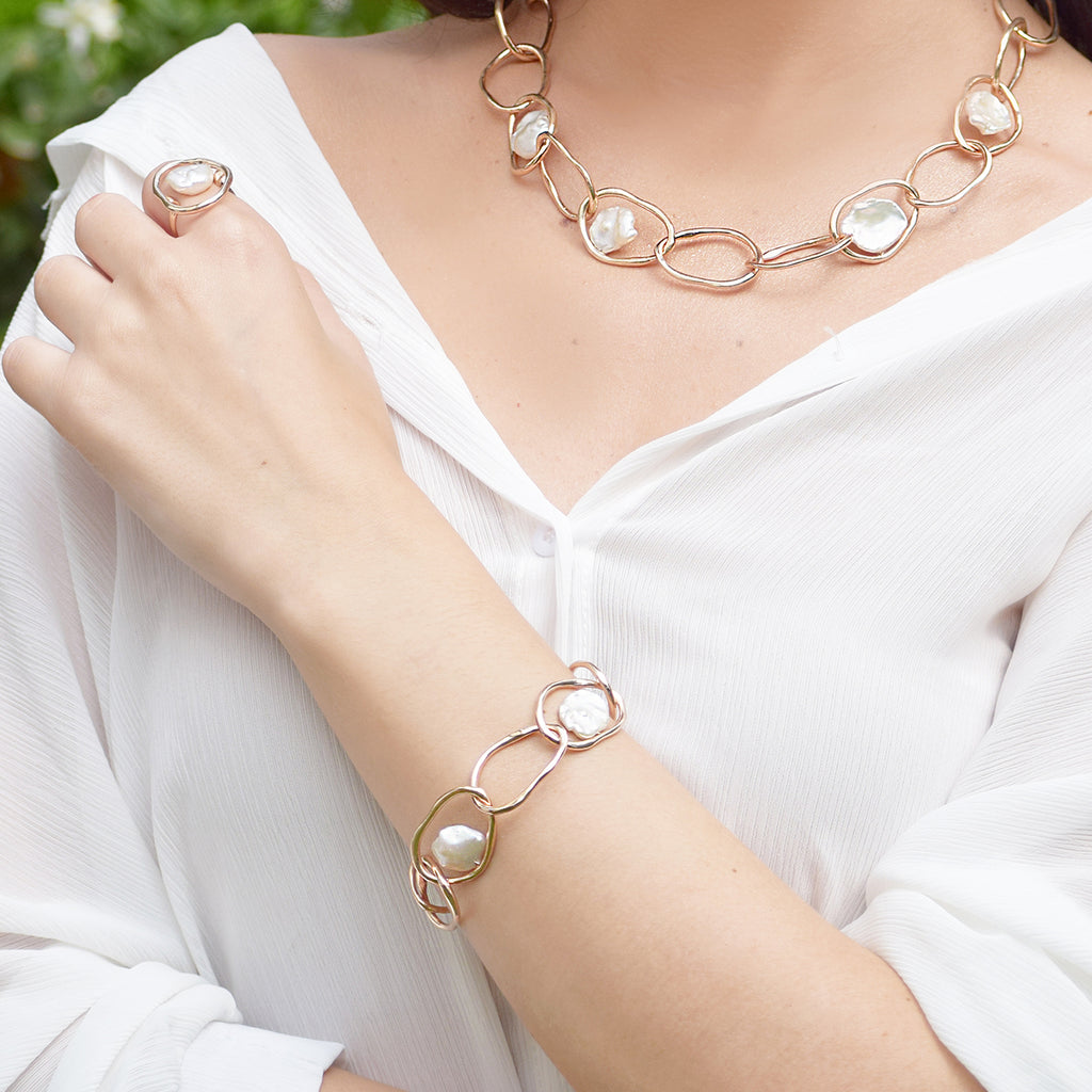 Grecian Goddess Pearl Link Bracelet