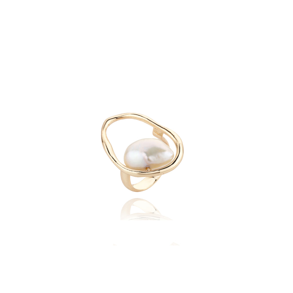 Grecian Goddess Oval Pearl Ring